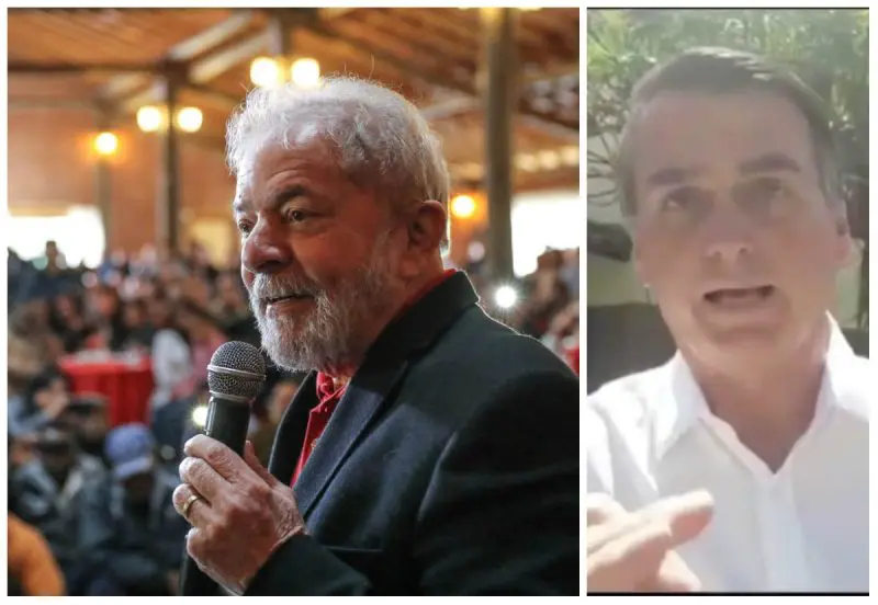 Pré-candidatos a presidente, Lula (esq.) e Bolsonaro (dir.) lideram a pesquisa CNT