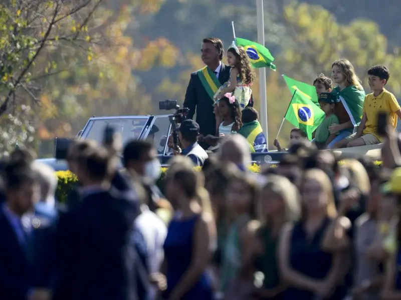 Presidente Jair Bolsonaro nas comemorações do 7 de Setembro de 2021 (foto Marcelo Camargo, Abr)