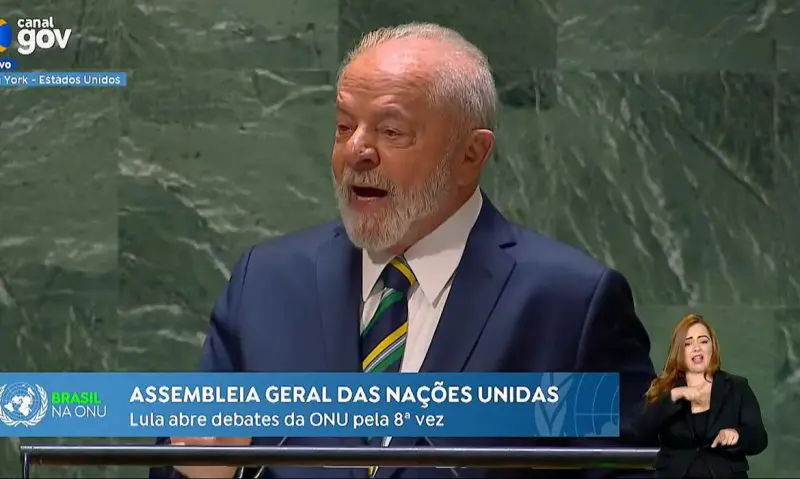 Luiz Inácio Lula da Silva na 78ª Assembleia da ONU, em Nova York, Estados Unidos