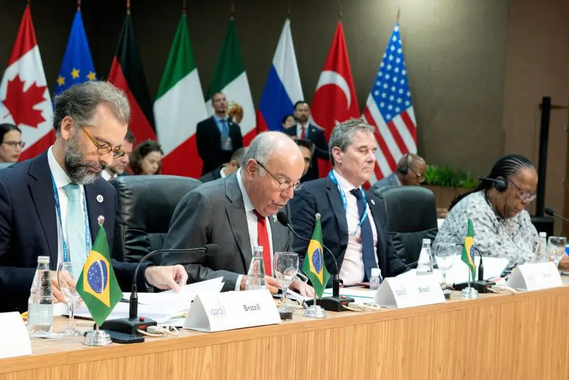 Ministro Mauro Vieira discursa na abertura da reunião de chanceleres do G20. Foto: Audiovisual/G20